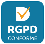 Label "RGPD Conforme" délivré dès que le mise en conformité RGPD est réalisée par Dipeeo. Le client peut utiliser le label pour valoriser son image et améliorer sa prospection commerciale